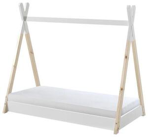DĚTSKÁ POSTEL SE STŘÍŠKOU, 70/140 cm, bílá, barvy borovice MID.YOU, Online Only