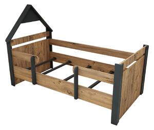 Jednolůžková postel s roštem 100 cm Nilili 4 (borovice atlantická + antracit) (s roštem). 1094818