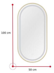 Zrcadlo s osvětlením MICEDI L, 50x100, zlatá