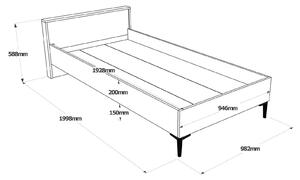 Jednolůžková postel 100 cm Levosi 4 (hnědá + antracit) (s roštem). 1094825