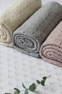 Pletená bambusová deka pro děti openwork - White
