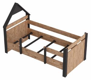 Jednolůžková postel 100 cm Nilili 5 (borovice atlantická + antracit) (s roštem). 1094829