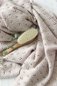 Pletená bambusová deka pro děti openwork - Pudrově růžová