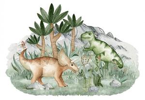 Samolepka na zeď Dino - triceratops a tyranosaurus DK407