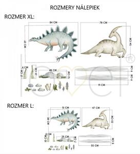 Samolepka na zeď Dino - stegosaurus a parazavrolof DK397