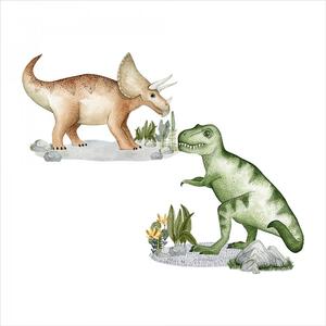 Samolepka na zeď Dino - tyranosaurus a triceratops DK398