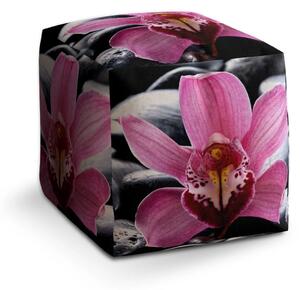 Sablio Taburet Cube Růžová orchidea - 40x40x40 cm