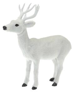 Plastová dekorace s imitací srsti Bílý jelen, 26,5 cm
