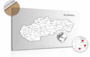 Obraz na korku černobílá mapa Slovenské republiky