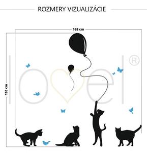 Samolepka na zeď Animals - kočičky s balony Z063