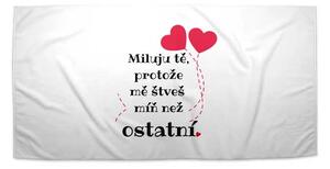 Sablio Ručník Miluju tě, protože mě štveš míň než ostatní - 30x50 cm