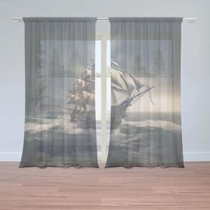 Sablio Záclony Plachetnice v rozbouřených vodách: 2ks 150x250cm
