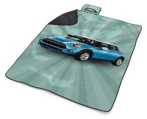 Sablio Plážová deka Mini sedan Zelené pozadí: 200x140 cm