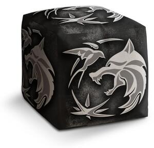 Sablio Taburet Cube Zaklínač Šedý abstrakt - 40x40x40 cm