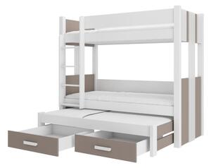 Patrová postel pro 3 Artema - 80x180 cm : Bílá/Antracit Bílá/Antracit 80x180 cm