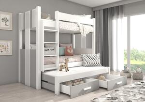 Patrová postel pro 3 Artema - 80x180 cm : Bílá Bílá 80x170 cm