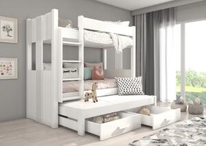 Patrová postel pro 3 Artema - 90x200 cm : Bílá Bílá 90x200 cm