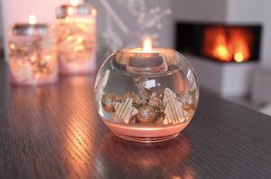 Vánoční skleněný svícen na čajovou svíčku Rosa, 8x9 cm