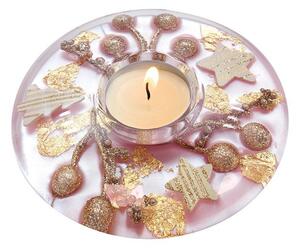 Vánoční skleněný svícen na čajovou svíčku Rosa, 5x13 cm