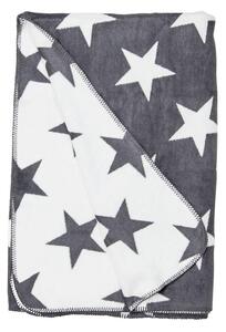 MACIO Flanelová deka hvězdy - šedá/bílá