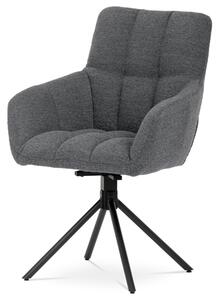 Jídelní židle, šedá látka BOUCLÉ, otočná s vratným mechanismem - funkce reset, černé kovové nohy HC-531 GREY2