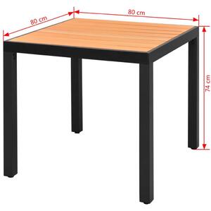 Zahradní jídelní stůl - WPC deska - hnědý hliník | 80x80x74 cm