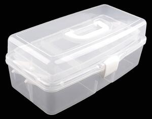 Stoklasa Velký plastový box / kufřík na šití 780630, rozkládací, patrový, transparentní, 41 x 20,5 x 15,5cm