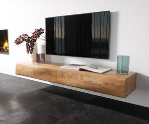 DELIFE TV stolek New Live-Edge 175 cm přírodní akácie 4 dvířka závěsný