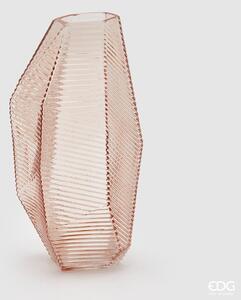 Skleněná váza Sfaccetto růžová, 33x19x15,5 cm
