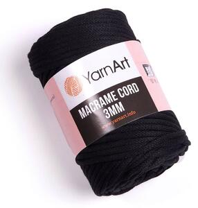 Pletací / háčkovací příze YarnArt MACRAME CORD 3mm 750 černá, jednobarevná 250g/85m
