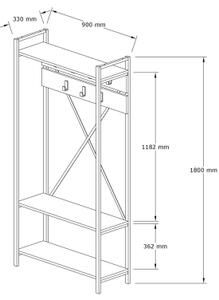Předsíňová stěna ALFA 180x90 cm bílá/černá