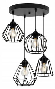 Light for home - Černé závěsné světlo s originálními kovovými stínidlami EDISON 1502/4/OW/MIX, E27, Černá
