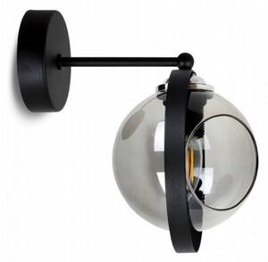 Light for home - Moderní nástěnné svítidlo s kovovou monturou a foukaným sklem RING 2340/K/G, 1x60W, E27, Černá