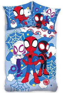 TipTrade Povlečení dětské SPIDEY ÚŽASNÍ PŘÁTELÉ, modro-bílé, mikroplyš, 140x200cm + 70x90cm