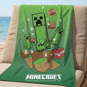 Carbotex Dětská plážová osuška MINECRAFT ÚTOK CREEPERŮ, zelená, froté, 70x140cm