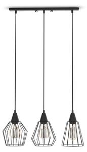 Light for home - Závěsné svítidlo na lankách s drátěnými stínítkami 40533 "MATRIX", 3x60W, E27, Černá