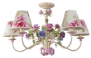 Light for home - Lustr přisazený ke stropu 8905 "Romance", 5x40W, E14, béžová, růžová, fialový