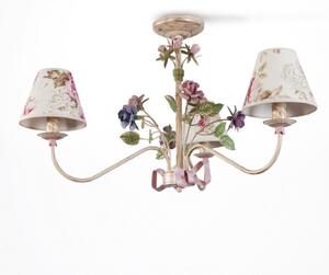 Light for home - Lustr přisazený ke stropu 8903 "Romance", 3X40W, E14, béžová, růžová, fialový