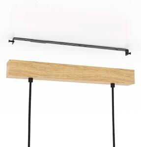 Závěsná lampa Castralvo, délka 97,5 cm, černá, 3 světla, tkanina