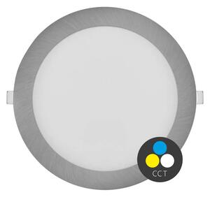 EMOS Stříbrný vestavný LED panel kulatý 225mm 18W CCT Premium ZD1243