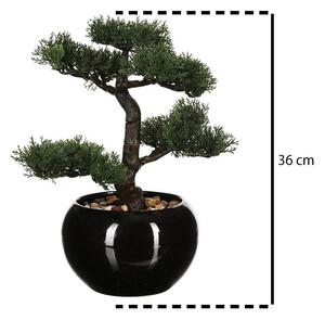Umělý bonsaj v černém květináči, dekorace do vašeho bytu, 36 cm