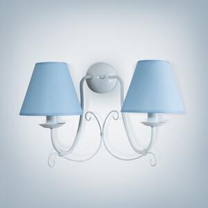 Light for home - Nástěnné světlo s dvěma světle modrými stínítky 13602 "Lillian", 2x40W, E14, Bílá