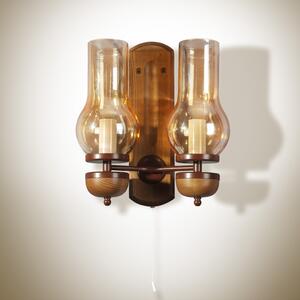 Light for home - Nástěnné světlo 8802 "TAVERN", 2x40W, E14, hnědá, přirozený ořech