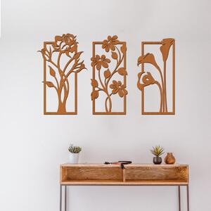 Dřevo života | Dřevěná dekorace 3 KVĚTINY | Barva: Třešeň | Rozměry (cm): 29x50