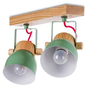 Light for home - Stropní bodové svítidlo na dřevěné liště 40233 "VIANA", 2x60W, E27, Přírodní borovice
