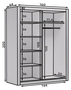 Šatní skříň s posuvnými dveřmi Modi - 160 cm Barva: dub Artisan