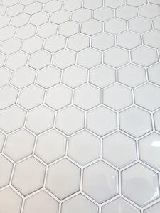 The Mosaic Factory Obklad keramická bílá Mozaika HEX5 Soft White Edge Glossy hexagony 5,1x5,9 (28,1x32,5) cm - AFH13022