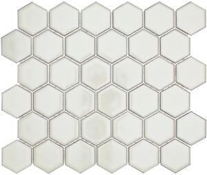 The Mosaic Factory Obklad keramická bílá Mozaika HEX5 Soft White Edge Glossy hexagony 5,1x5,9 (28,1x32,5) cm - AFH13022