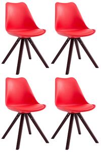 Jídelní židle Bordon - 4 ks - umělá kůže - cappuccino | červené