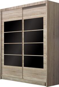 Casarredo - Komfort nábytek Šatní skříň VANCOUVER 180 sonoma/černé sklo